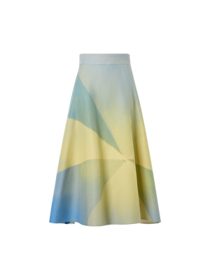 Designer Sunbeam Print Cotton Double-Weave Midi Skirt - multicolor