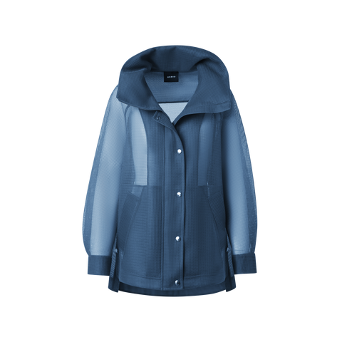 Oversized Water-Repellent Parka in Techno Grid