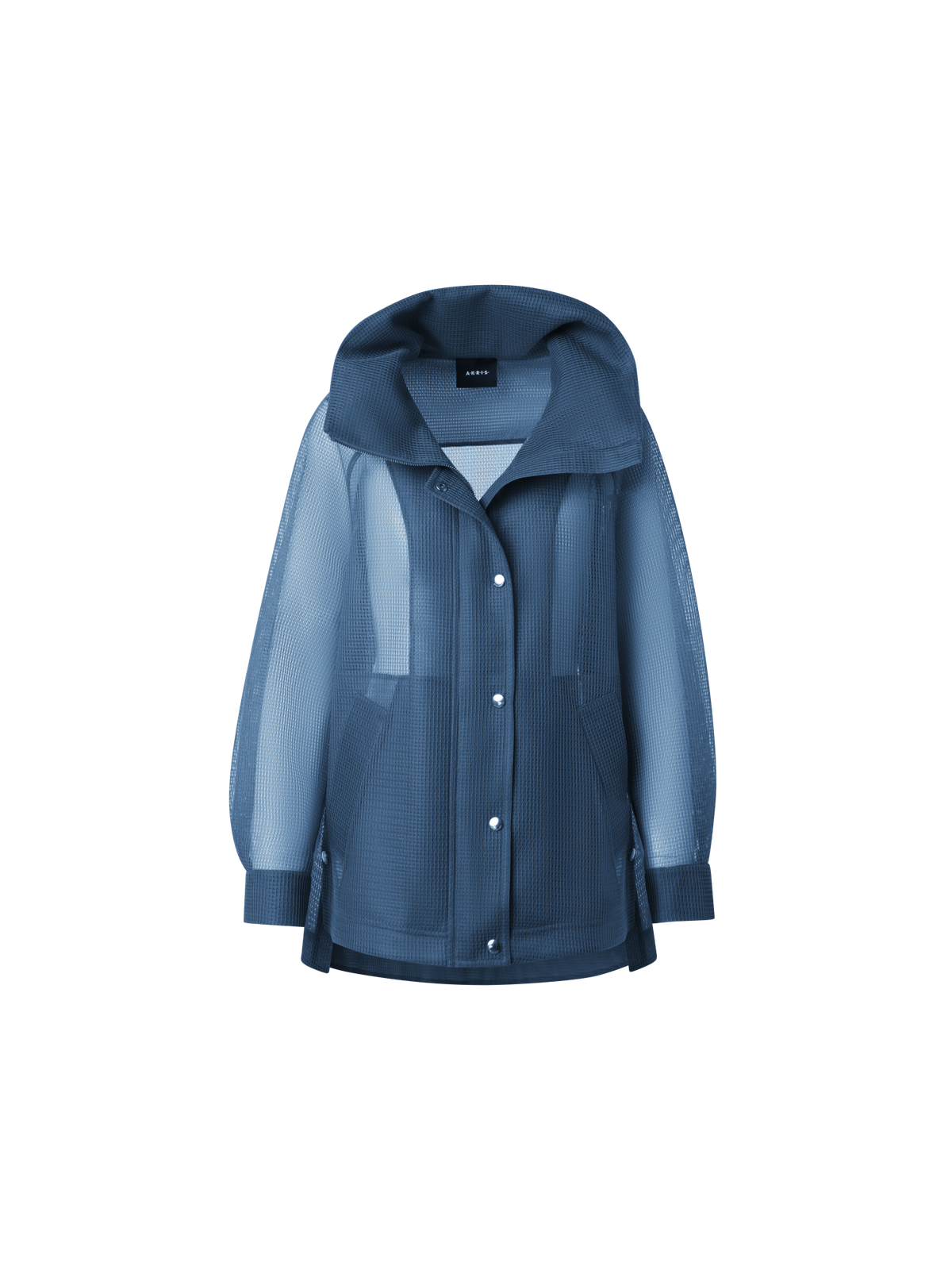 Designer Oversized Water-Repellent Parka in Techno Grid - blue