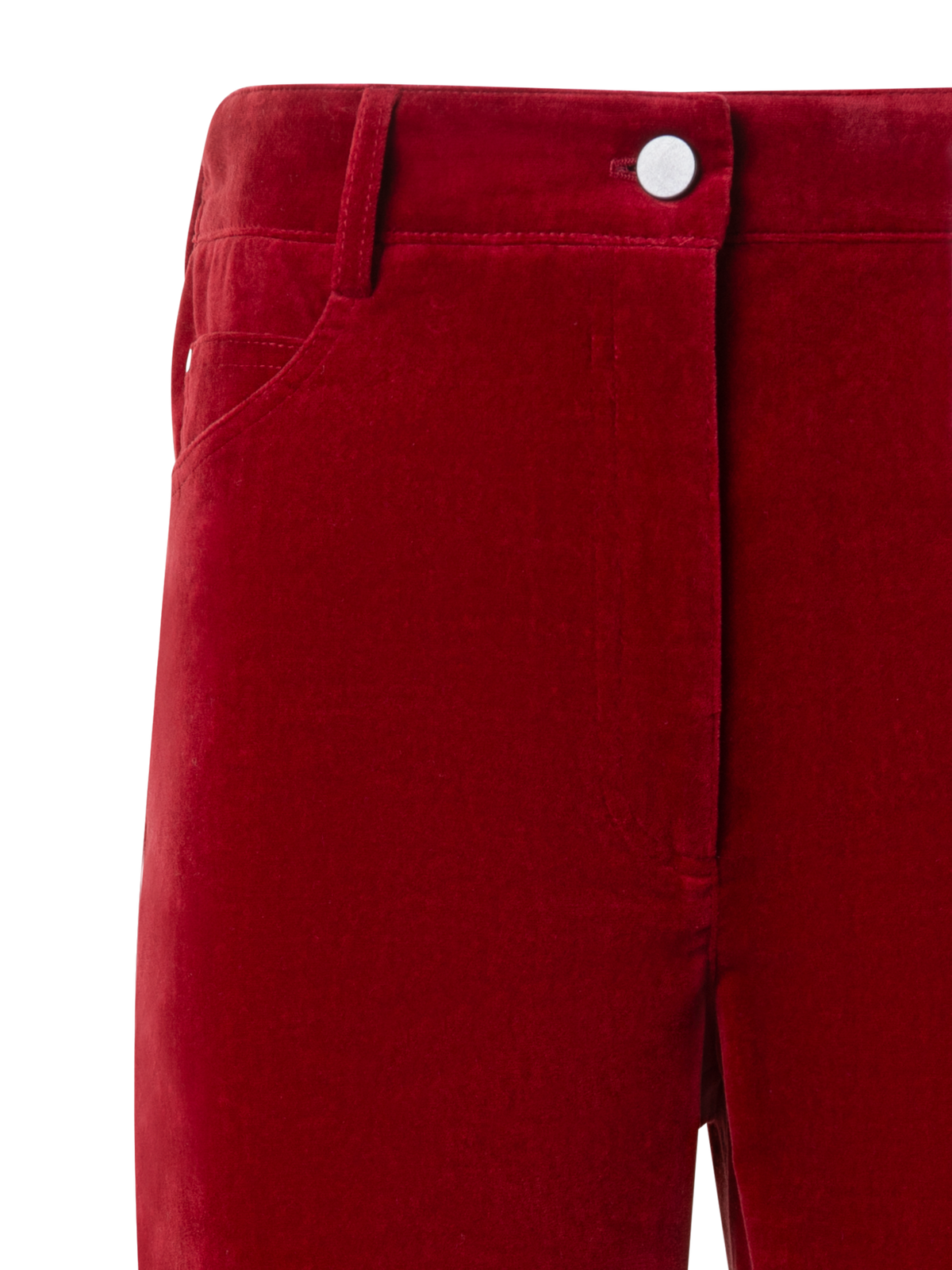 Designer Cropped Bootcut Stretch Cotton Velvet Pants - red