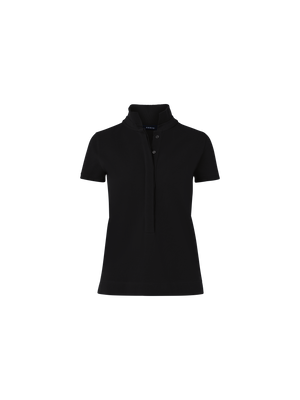 Designer Cotton Knit Polo Shirt - black - neutral