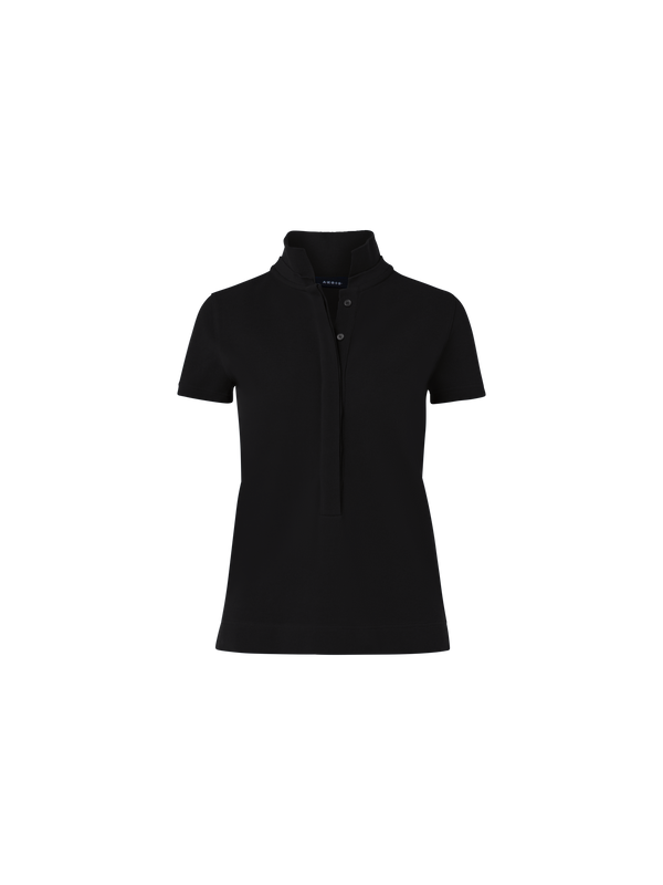 Designer Cotton Knit Polo Shirt - black - neutral