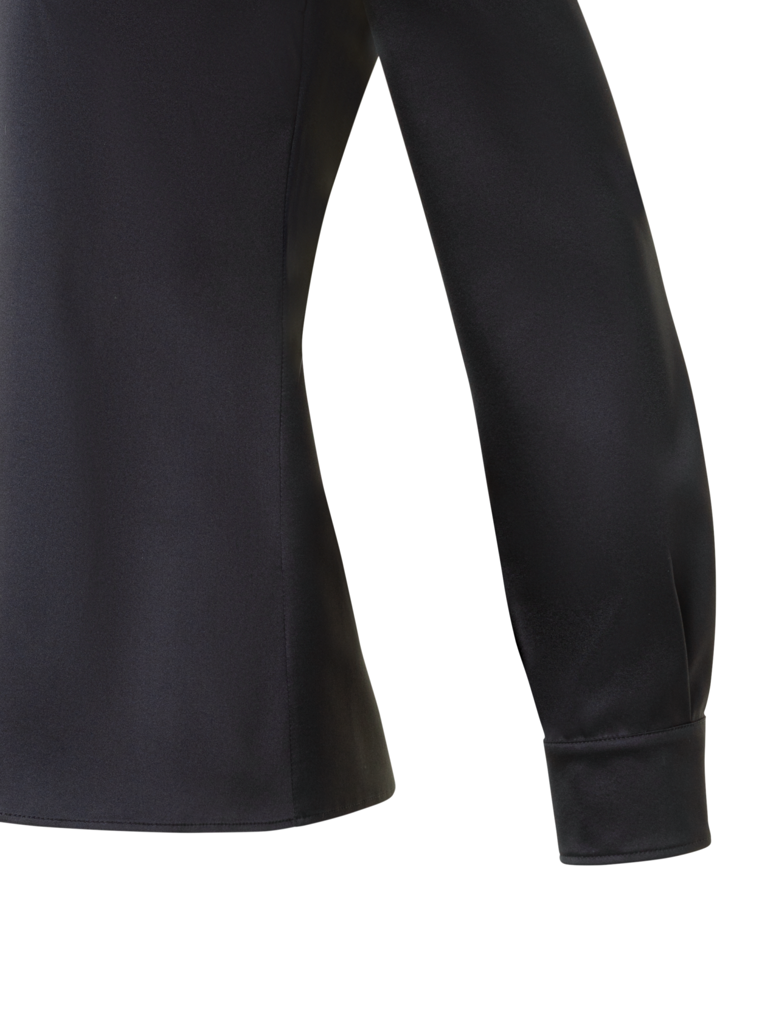 Designer Stretch Silk Satin Shirt Blouse - black - neutral