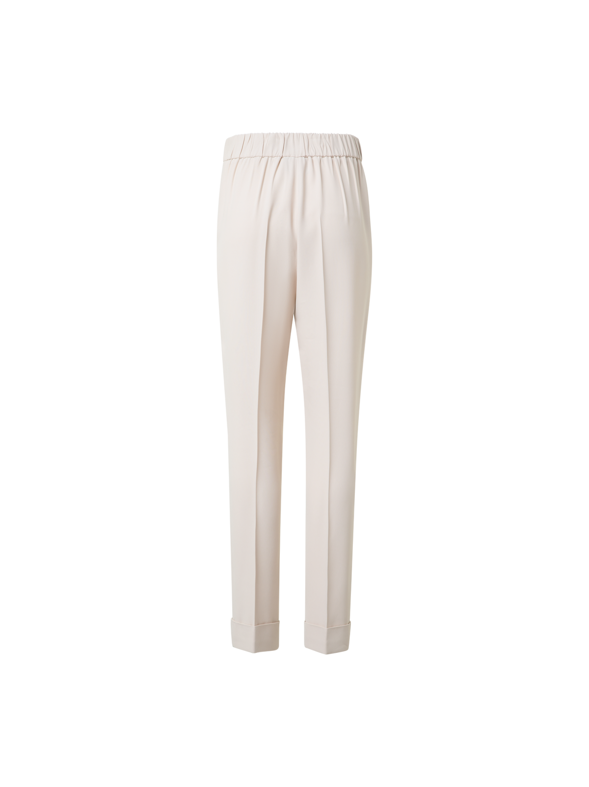 Designer Tapered Ankle Length Pants with Elastic Waist - neutral - ecru - beige - white
