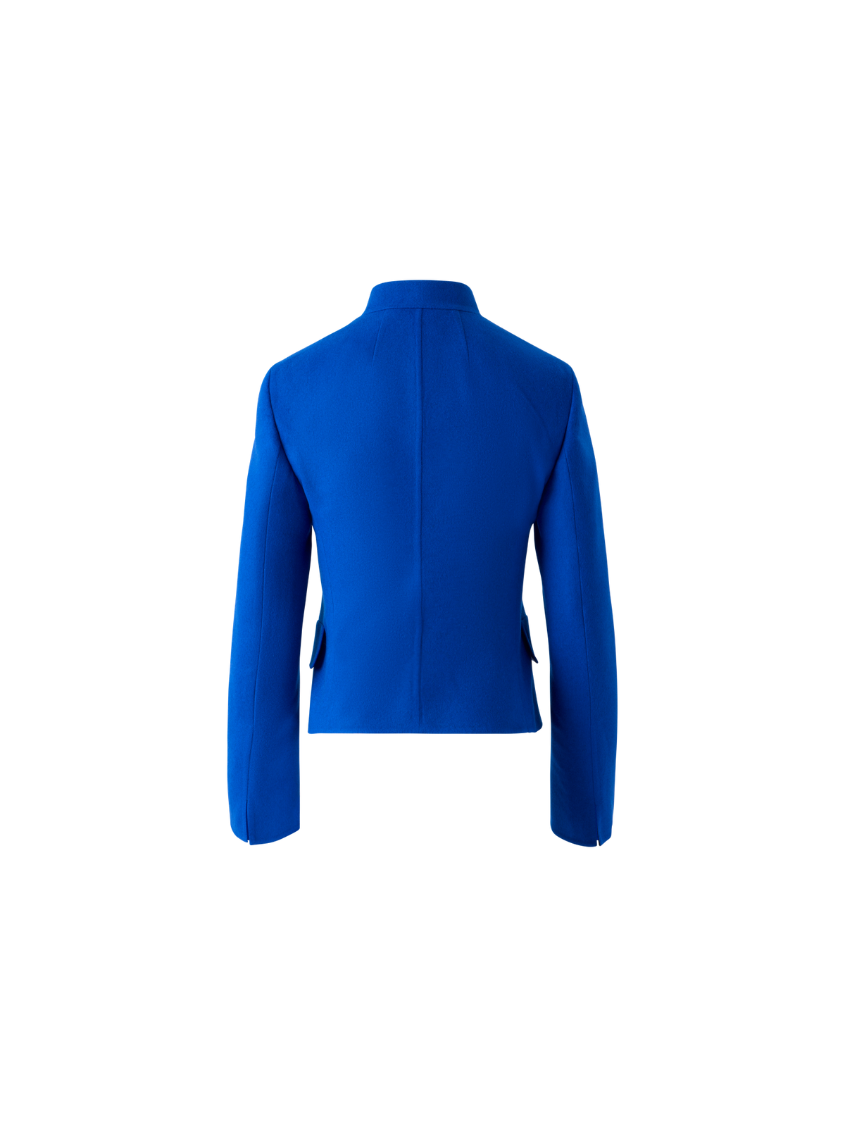 Designer Short Fitted Wool Flannel Double-Face Jacket - blue