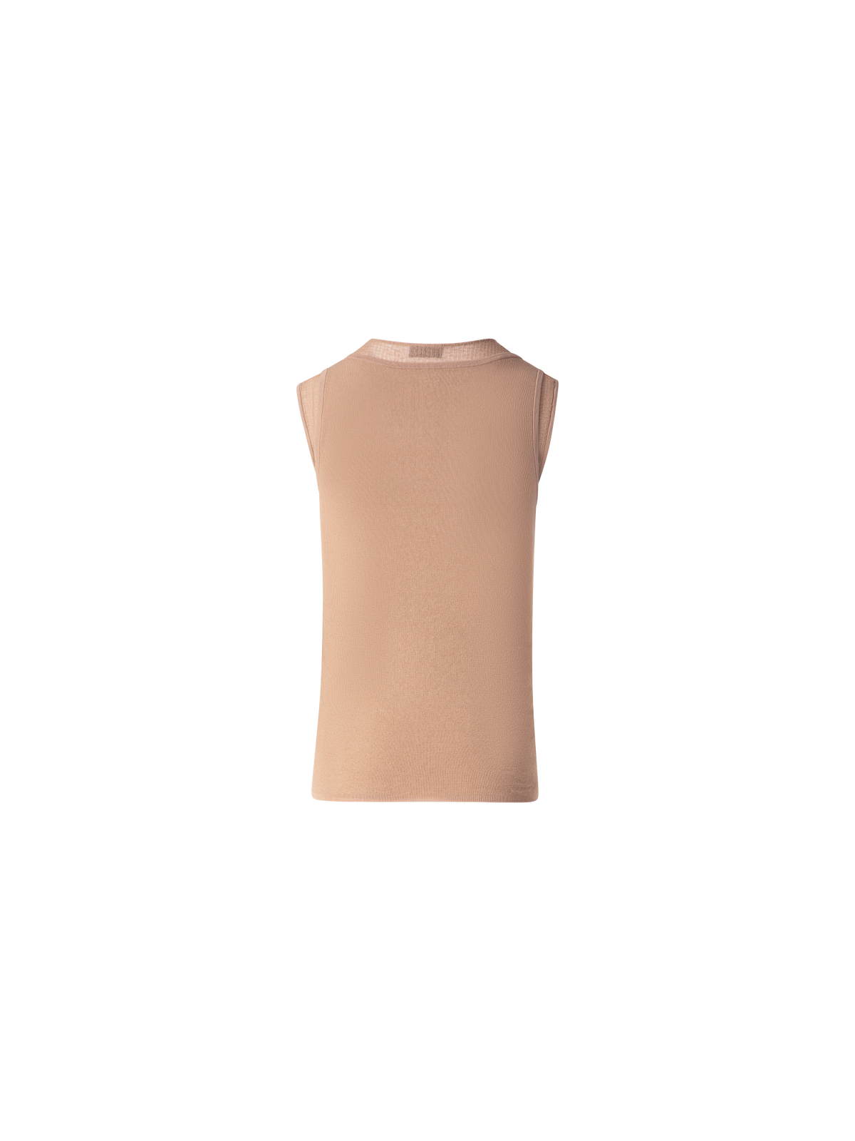 Designer Double Layered Knit Top in Sheer Cotton - neutral - pastel - beige