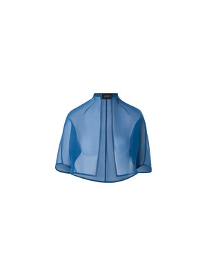 Designer Silk Organza Short Bolero - blue