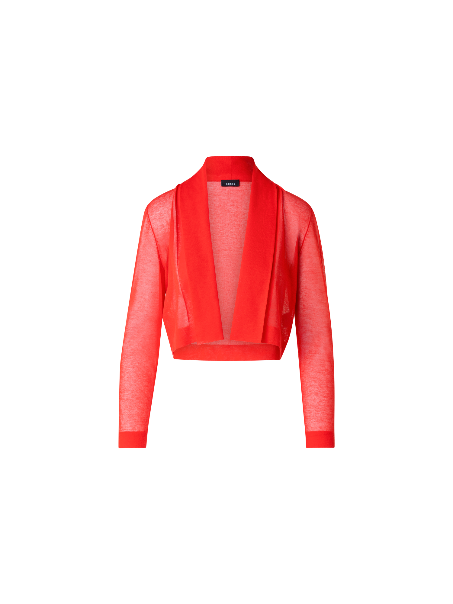 Designer Short Cardigan in Semi-Sheer Cotton Blend - red