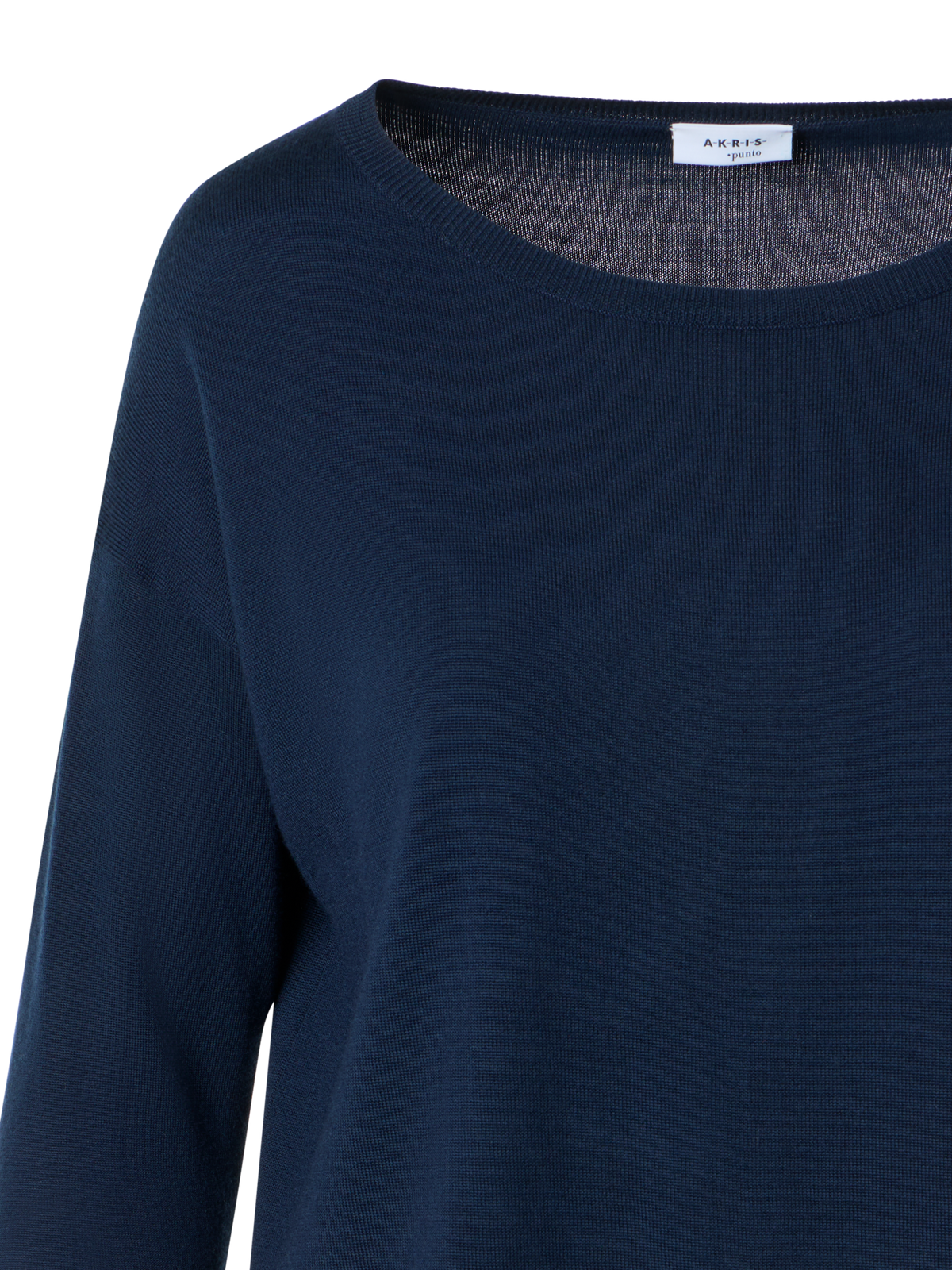 Designer Fine Merino Wool Signature Knit Sweater - navy - blue