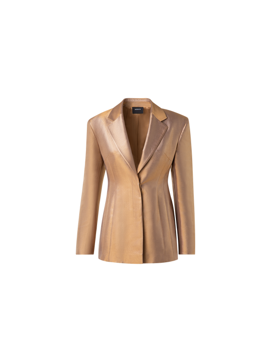 Designer Fitted Single Breasted Jacket in Golden Lurex - gold