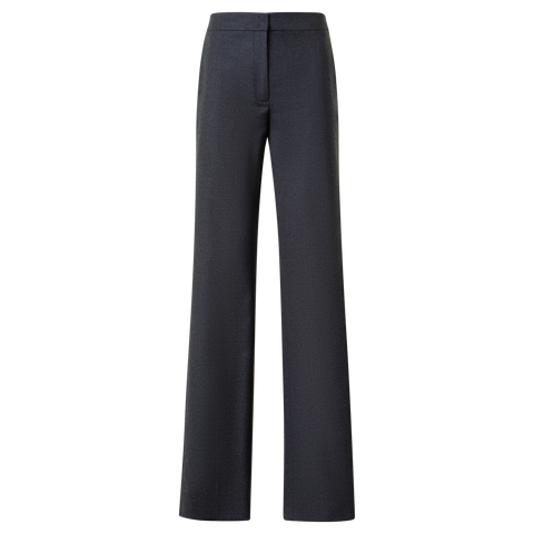 Wide Straight Flannel Pants with Elastic Waist