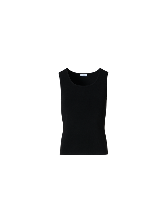 Designer Fitted Viscose Blend Knit Tank Top - black