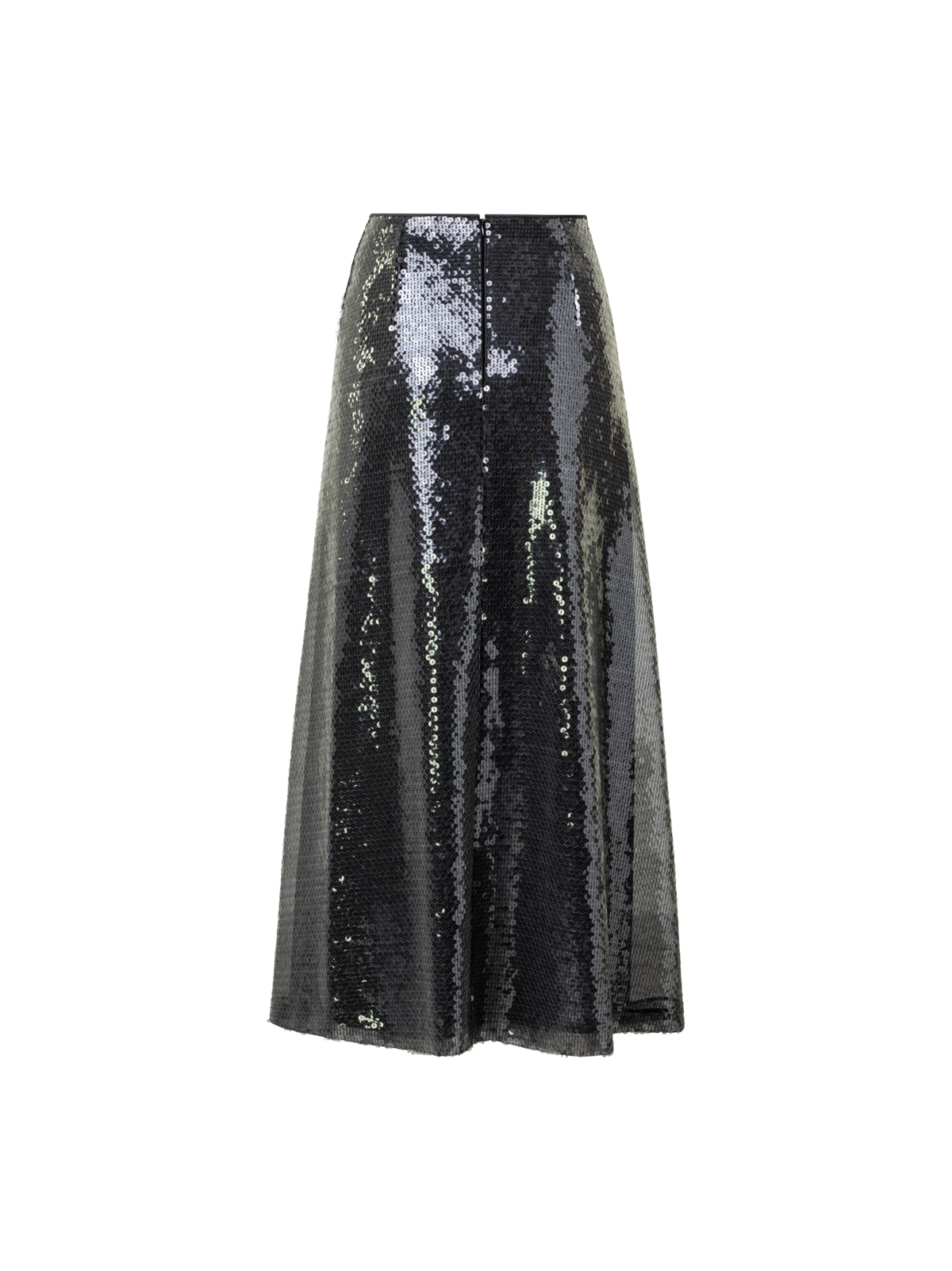 Designer Liquid Sequins Midi Skirt - black