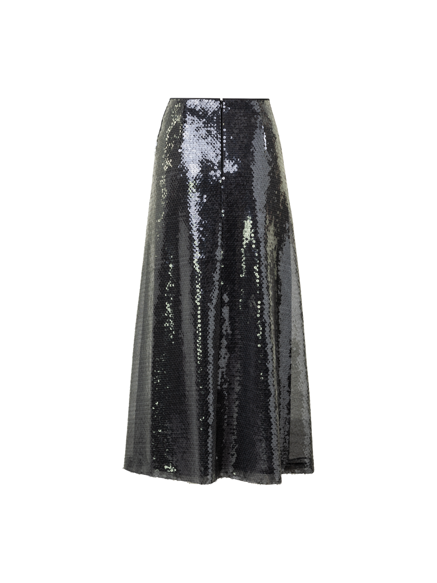 Designer Liquid Sequins Midi Skirt - black