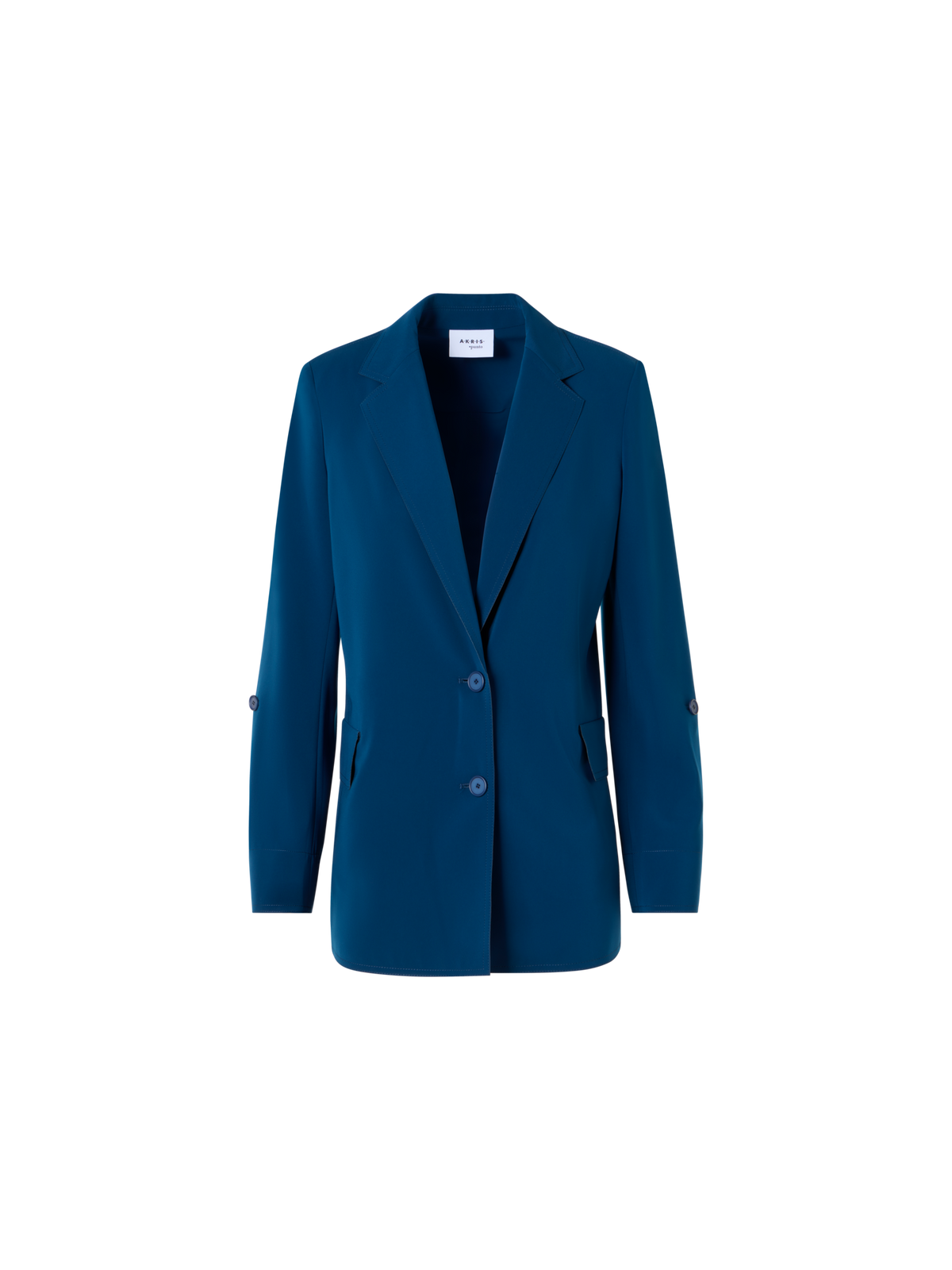 Designer Lasercut Crêpe Boyfriend Blazer - blue