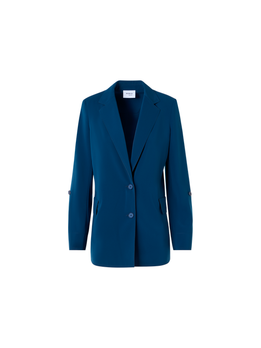 Designer Lasercut Crêpe Boyfriend Blazer - blue