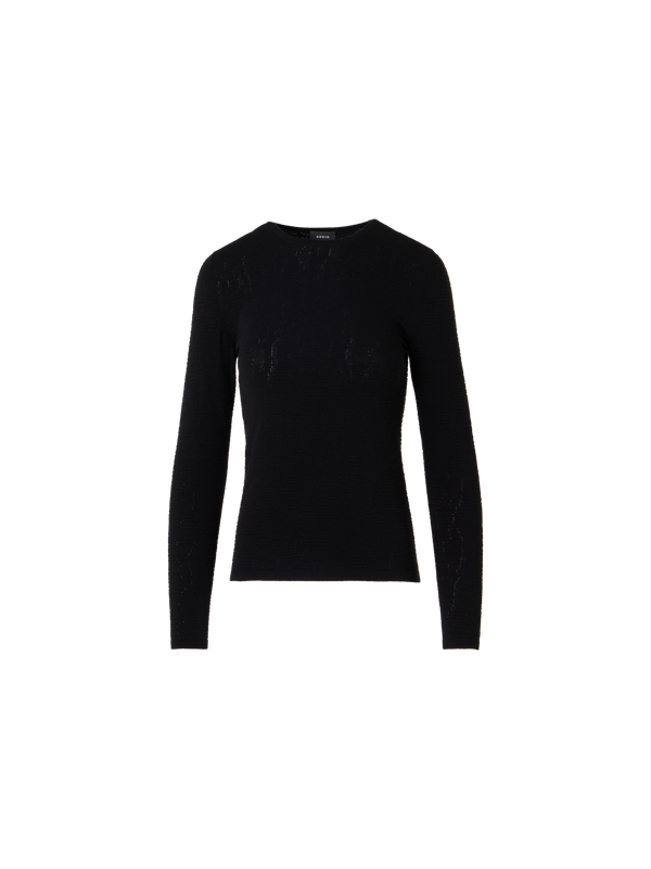 Designer Long-Sleeve Dance Movement Jacquard Knit Sweater - black