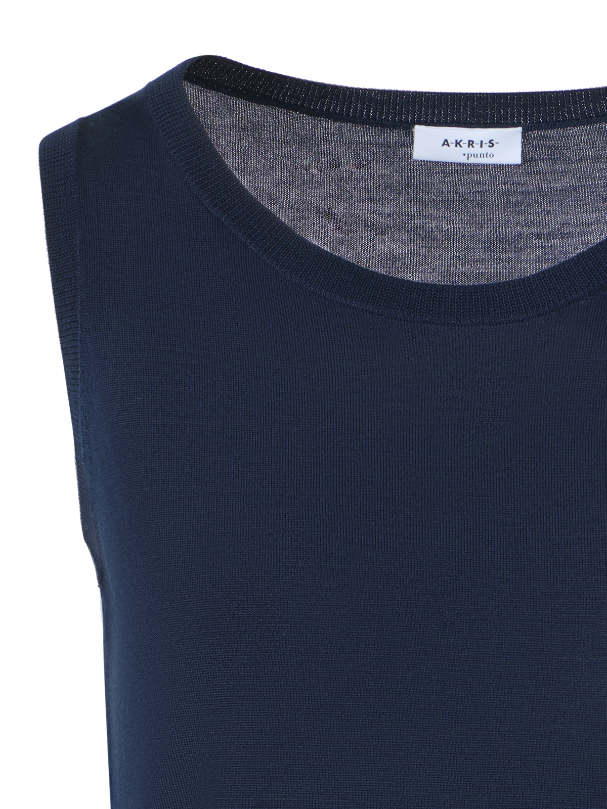 Designer Boat Neck Lightweight Merino Wool Knit Top - navy - blue