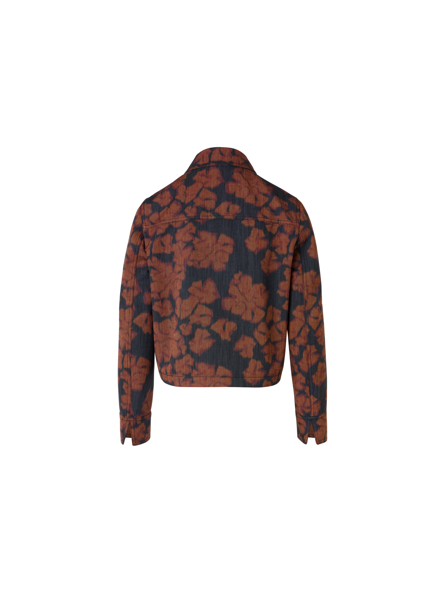 Designer Long-Sleeve Ikat Flower Short Jacket - multicolor