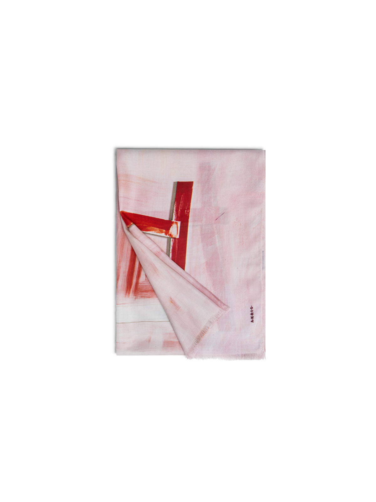 Designer Scarf in Cashmere and Silk with Ohayo Print - pink