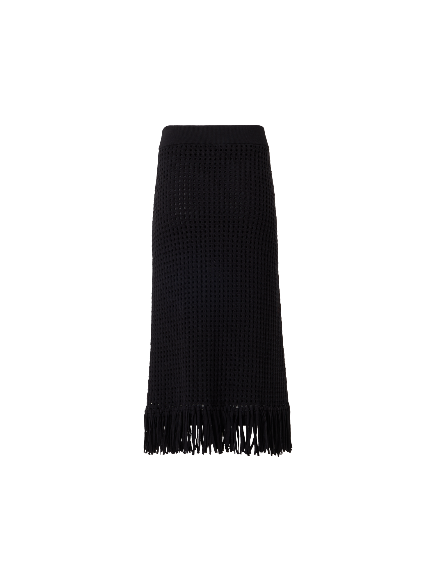 Designer Chunky Cotton Mesh Knit Tube Skirt - black