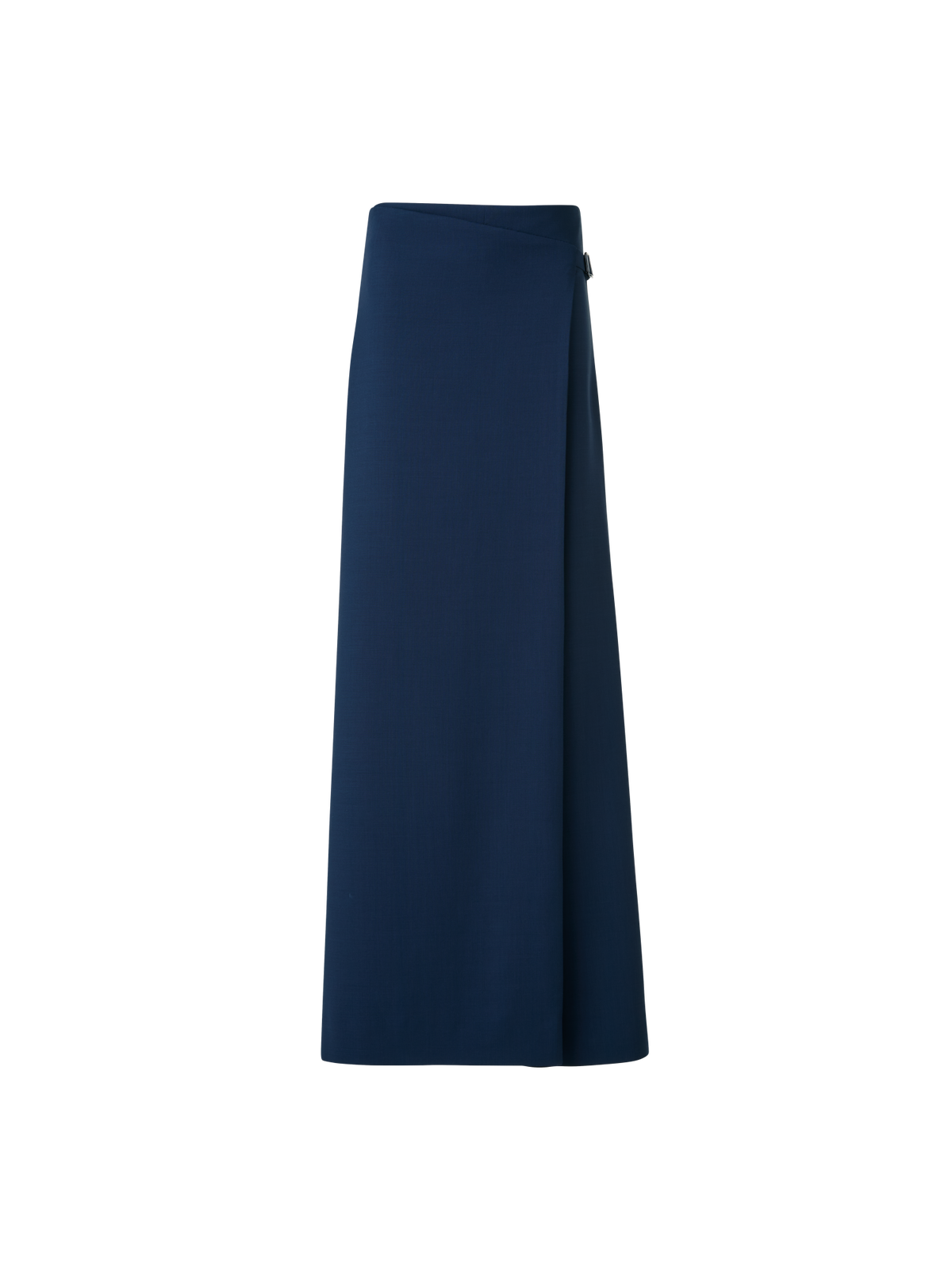 Designer Straight Wool Double-Face Pants with Apron Wrap - neutral - navy - blue