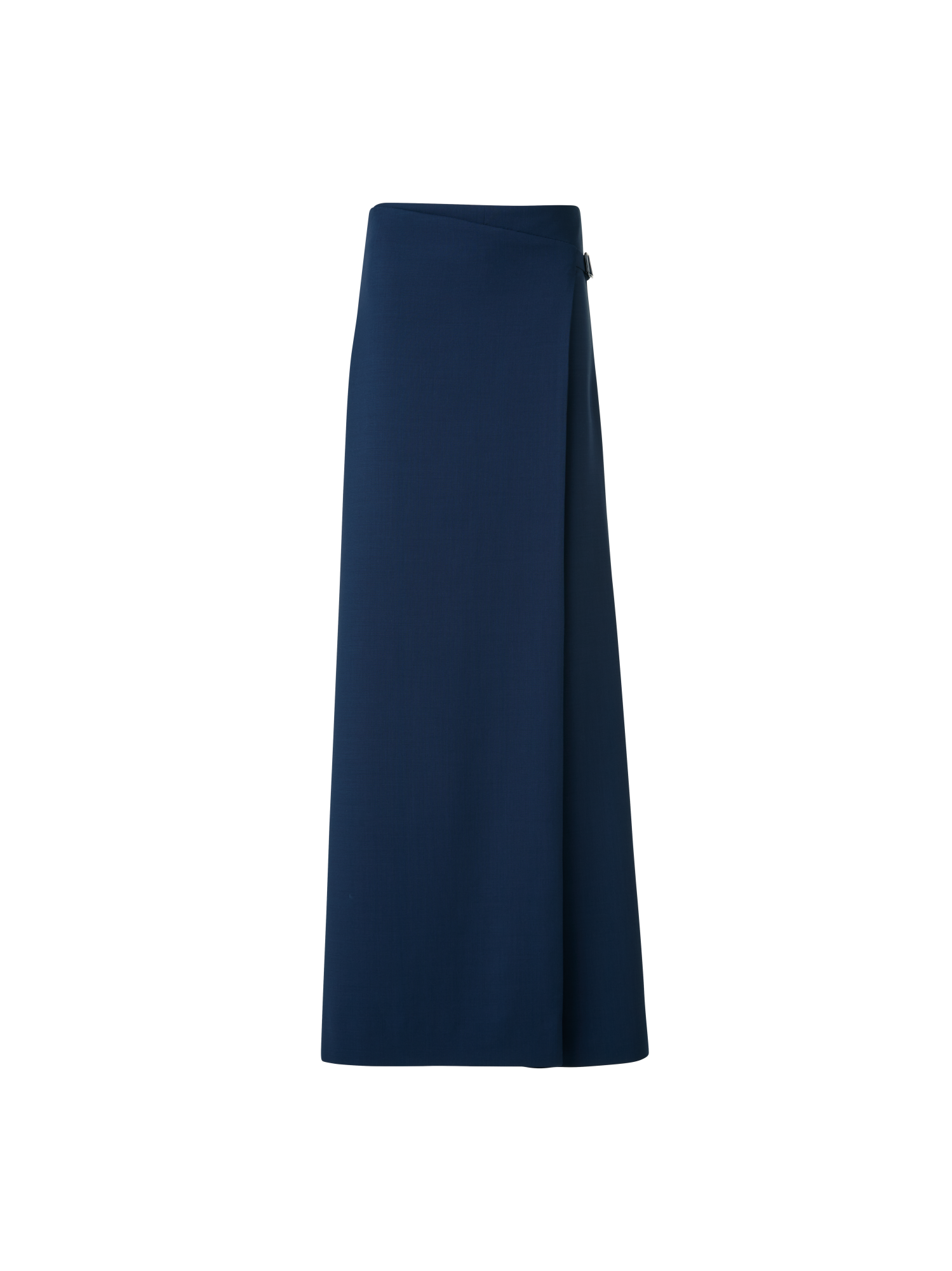 Designer Straight Wool Double-Face Pants with Apron Wrap - neutral - navy - blue