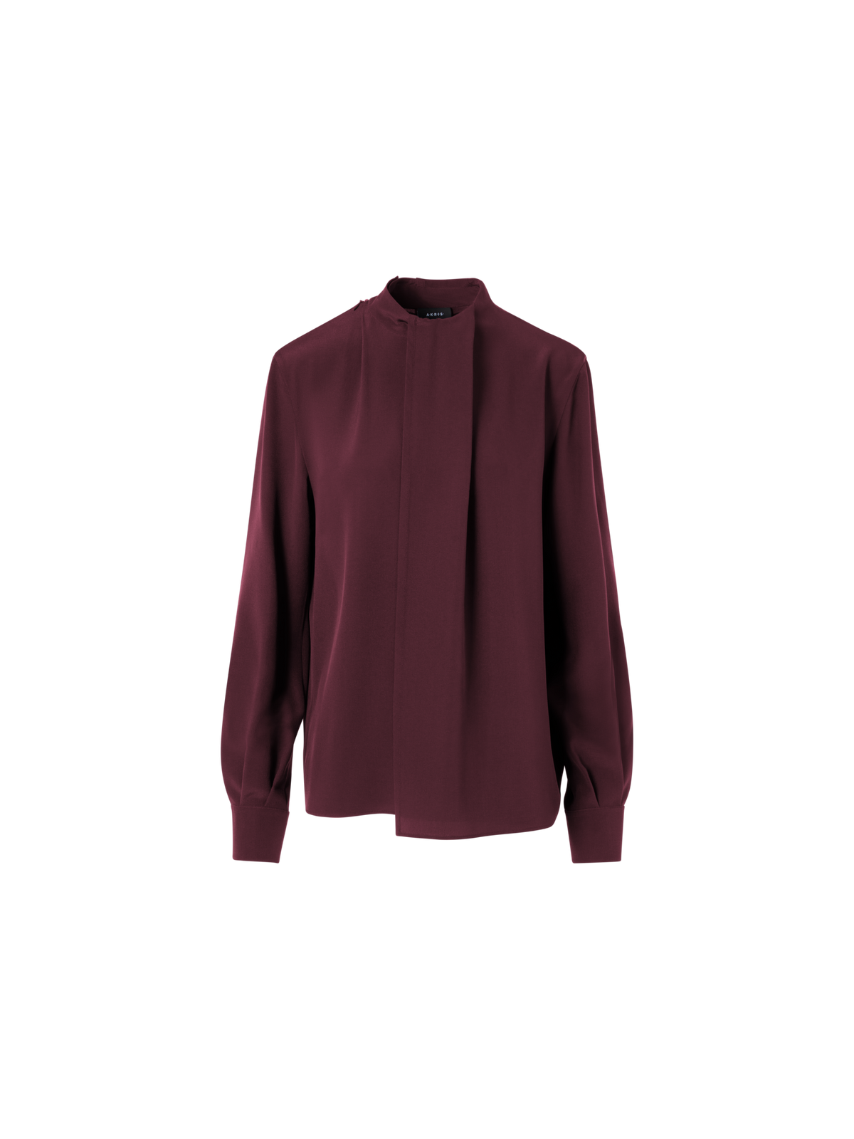 Designer Silk Blouse with Asymmetric Overlayer - red