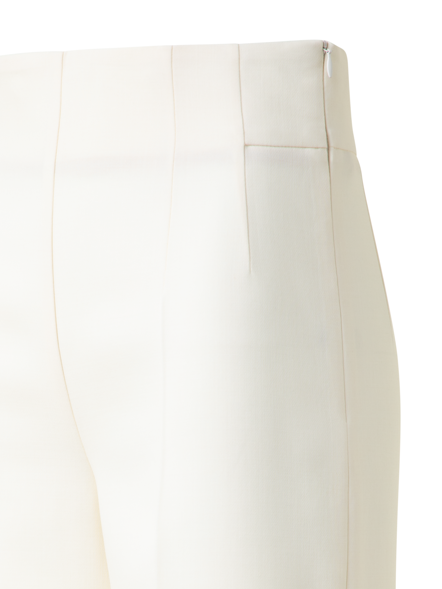 Designer Wide Straight Wool Double-Face Pants - neutral - ecru - white