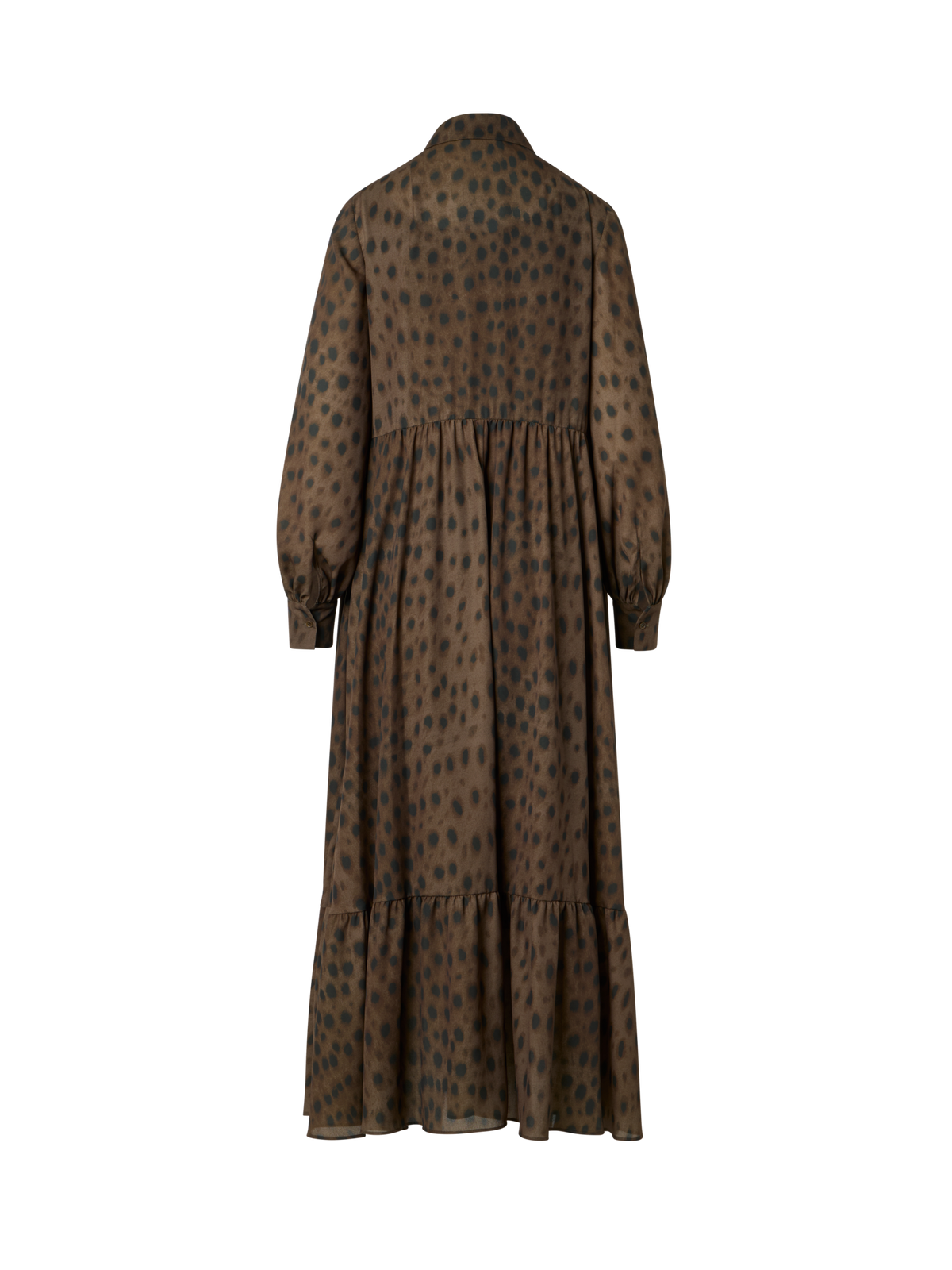 Designer Boho Midi Shirt Dress in Leopard Print - neutral - brown