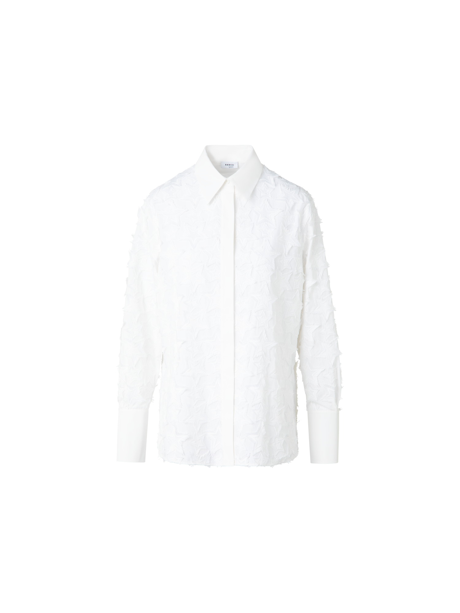 Designer Blouse in Cotton with 3D Star Embroidery - neutral - ecru - white