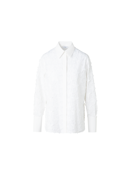 Designer Blouse in Cotton with 3D Star Embroidery - neutral - ecru - white
