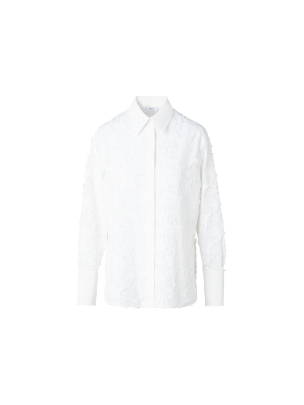 Designer Blouse in Cotton with 3D Star Embroidery - neutral - ecru - white