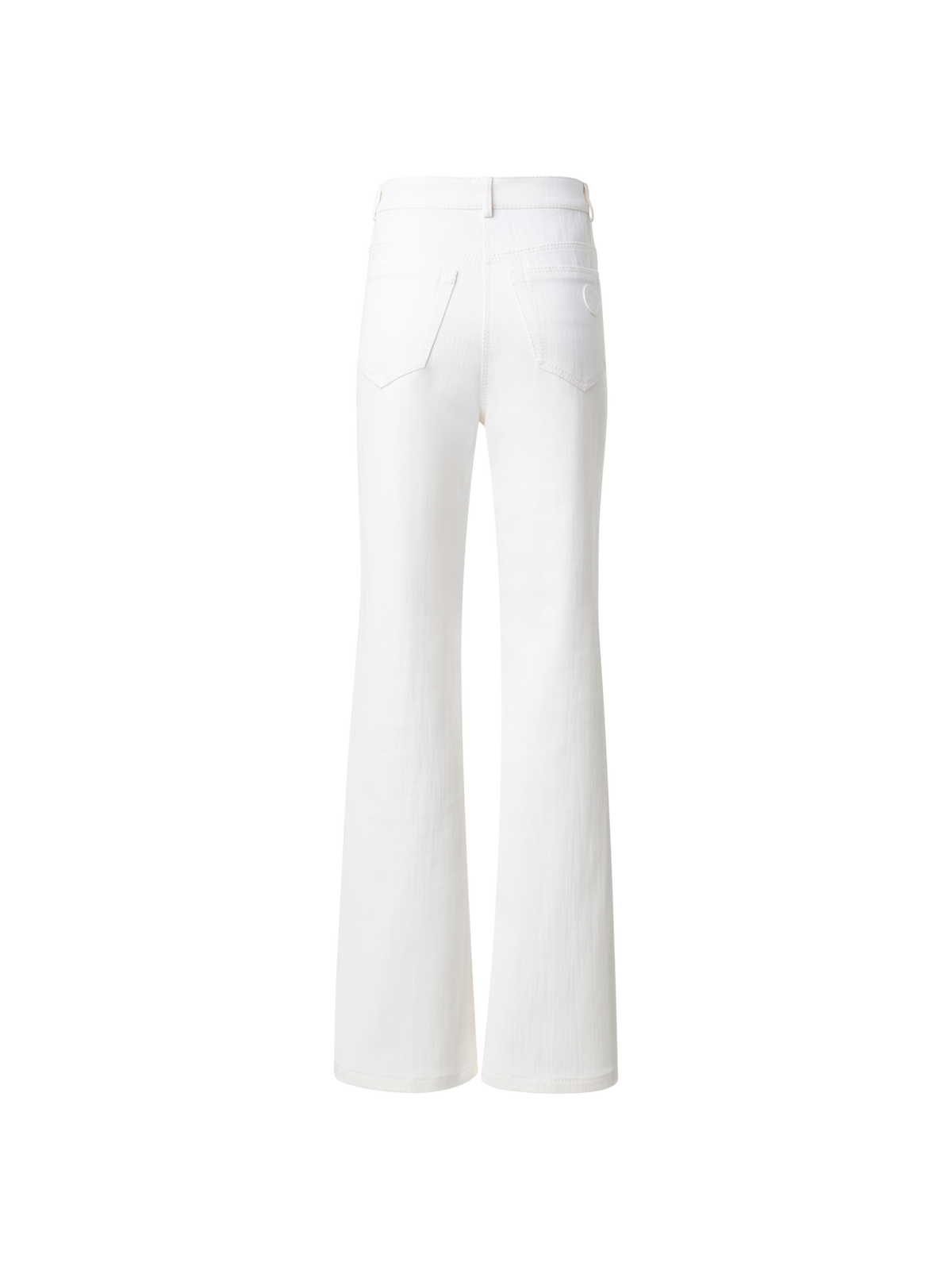 Designer Straight Cotton Denim Stretch Pants - ecru - white