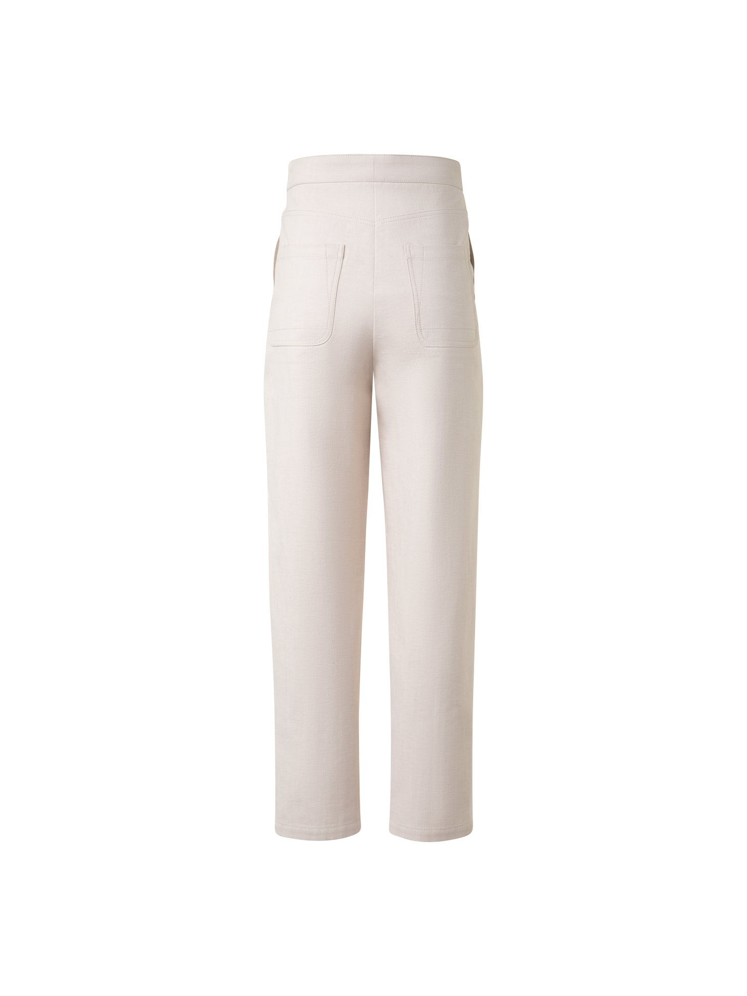 Designer Conical Ankle-Length Cotton Denim Stretch Pants - neutral - pastel - beige
