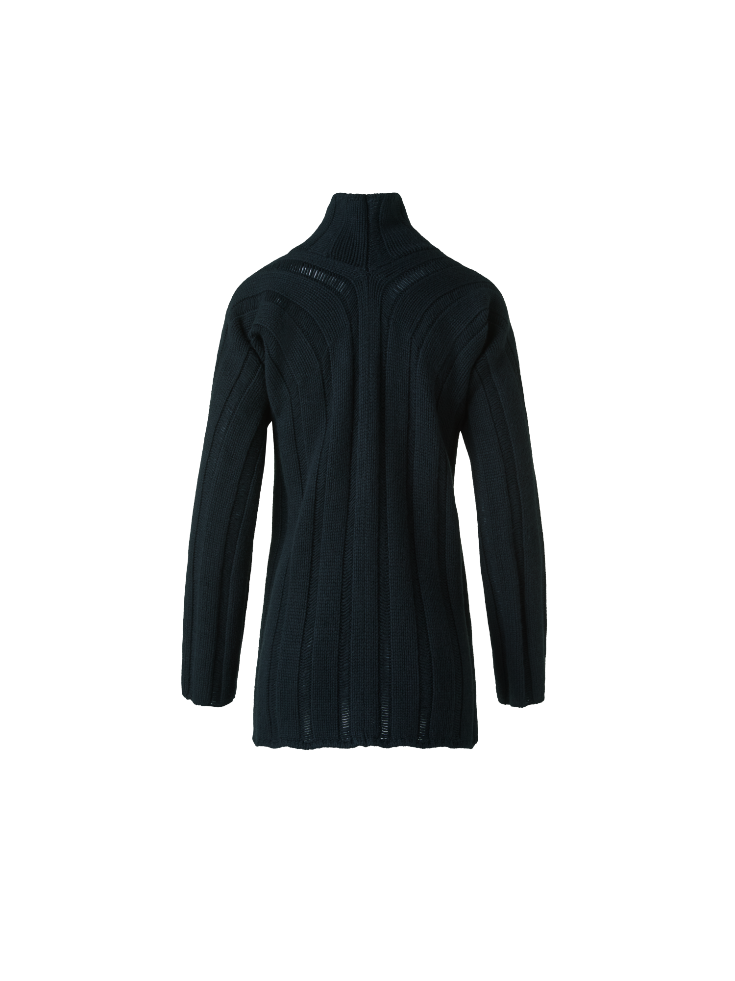 Designer Maxi Rib Cashmere Mock Neck Sweater - black - neutral