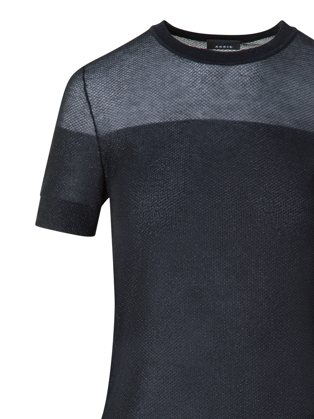 Designer Cotton Knit T-Shirt with Sheer Net Lurex - black - neutral