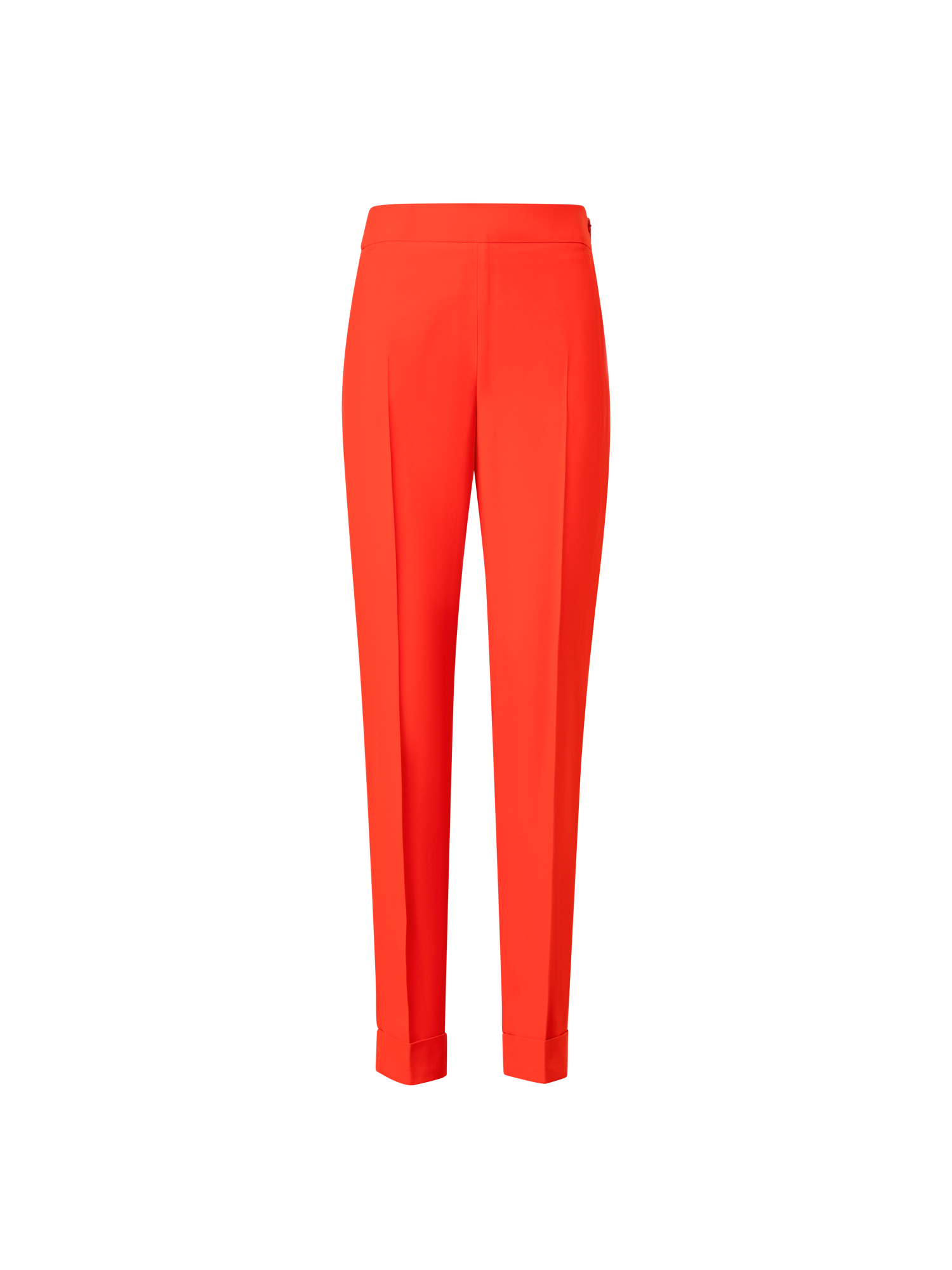 Designer Tapered Crêpe Pants with Elastic Back - red