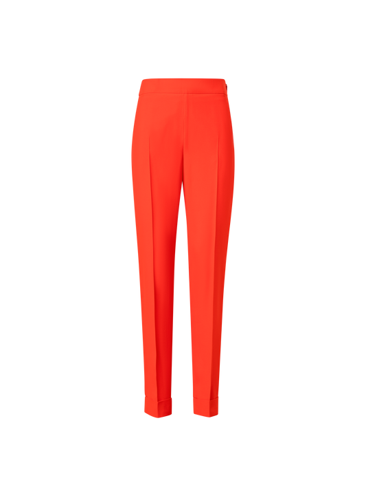 Designer Tapered Crêpe Pants with Elastic Back - red