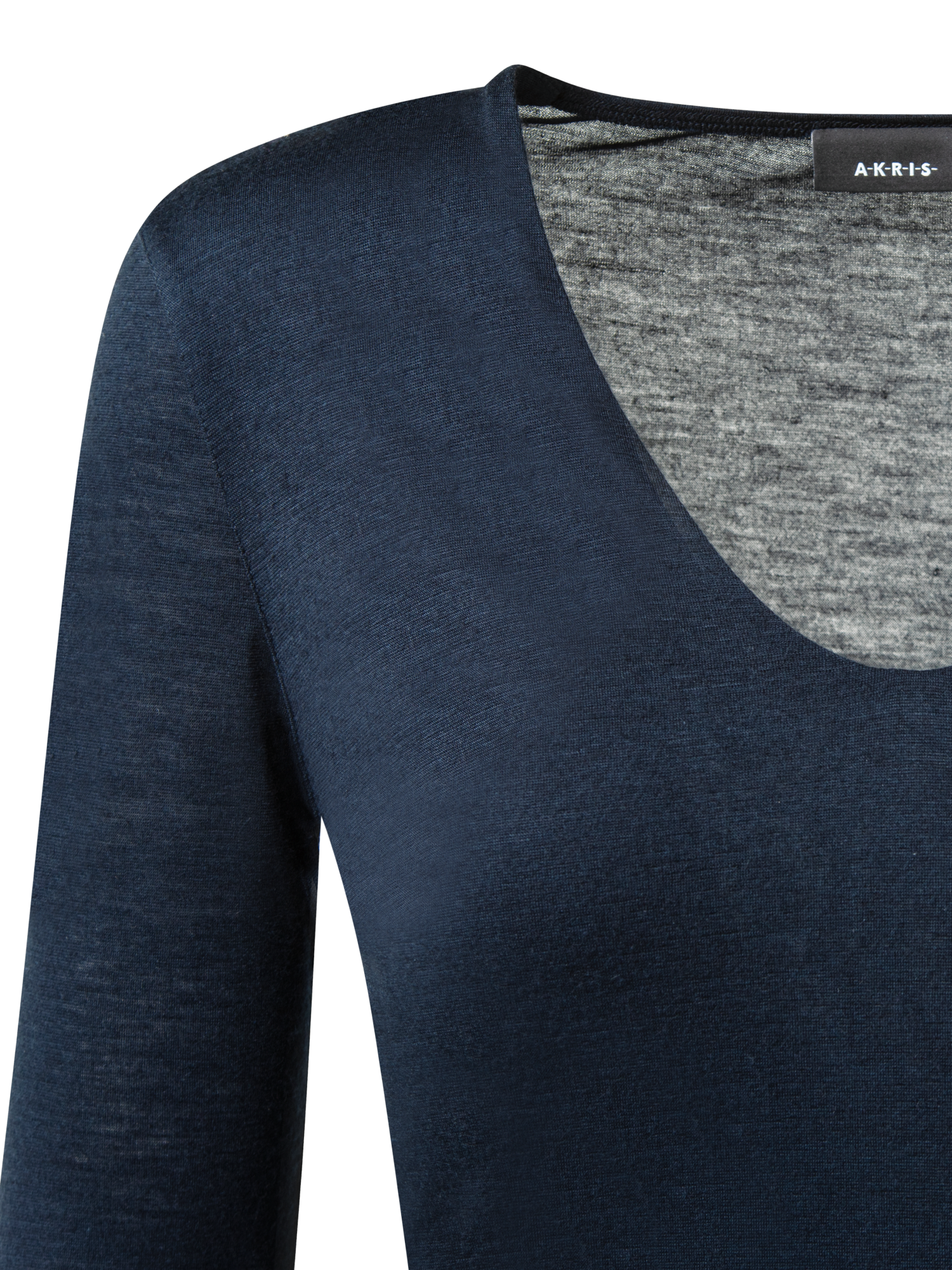 Designer Cashmere Silk Shirt - navy - blue