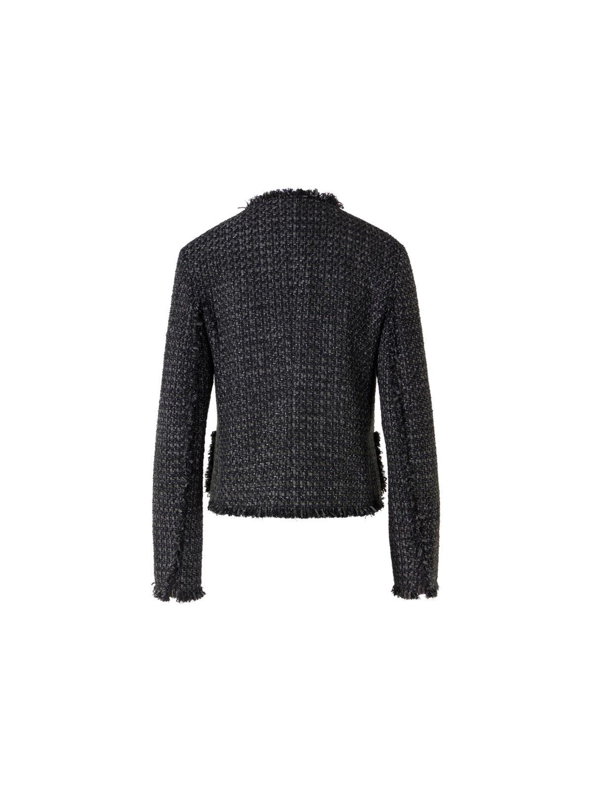 Designer Long-Sleeve Cotton-Blend Short Jacket - black