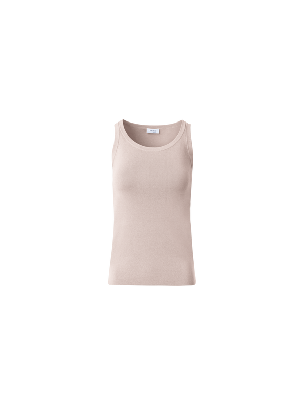 Designer Sleeveless Cotton Crew Neck Top - neutral - beige