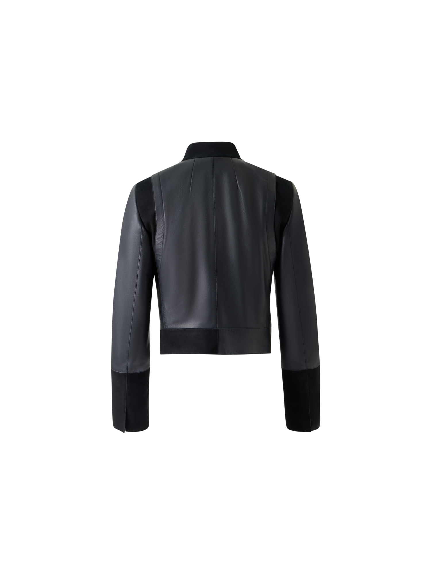 Designer Short Fitted Double-Breasted Leather Jacket - black - neutral