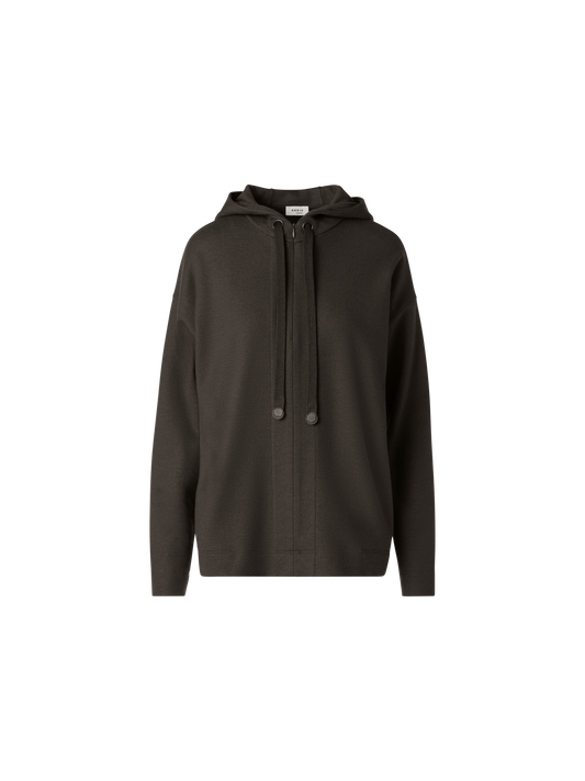 Designer Oversized Wool Jersey Zip Hoodie - neutral - brown