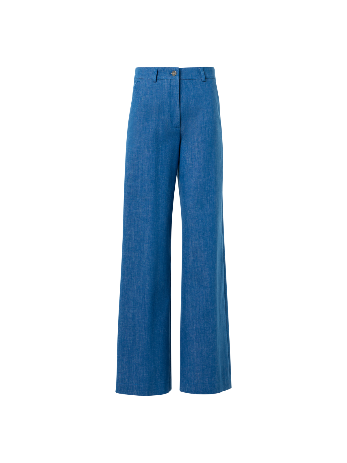 Designer Straight Wide Leg Cotton Denim Pants - blue