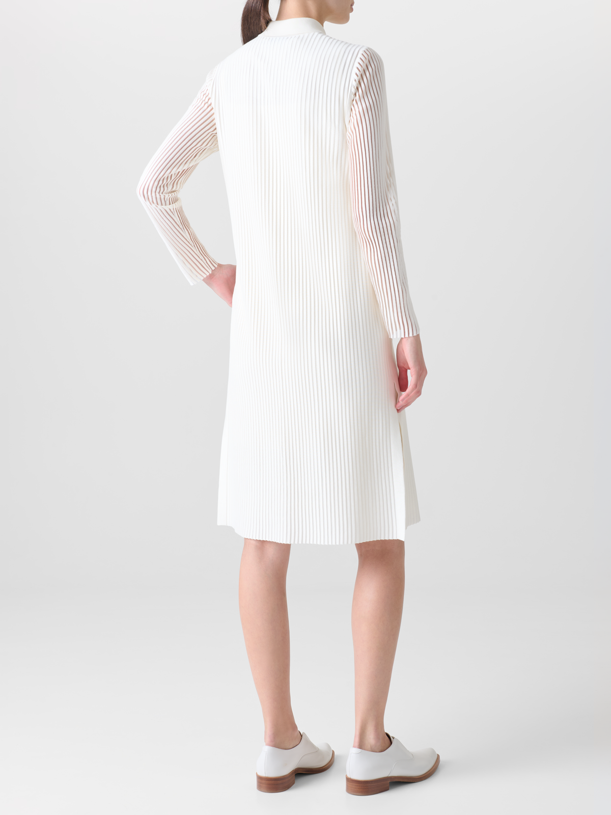 Designer Long Knit Coat in Semi-Sheer Silk Cotton - neutral - ecru - white #editorial