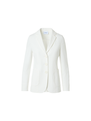 Designer Relaxed Cotton Stretch Seersucker Jacket - white