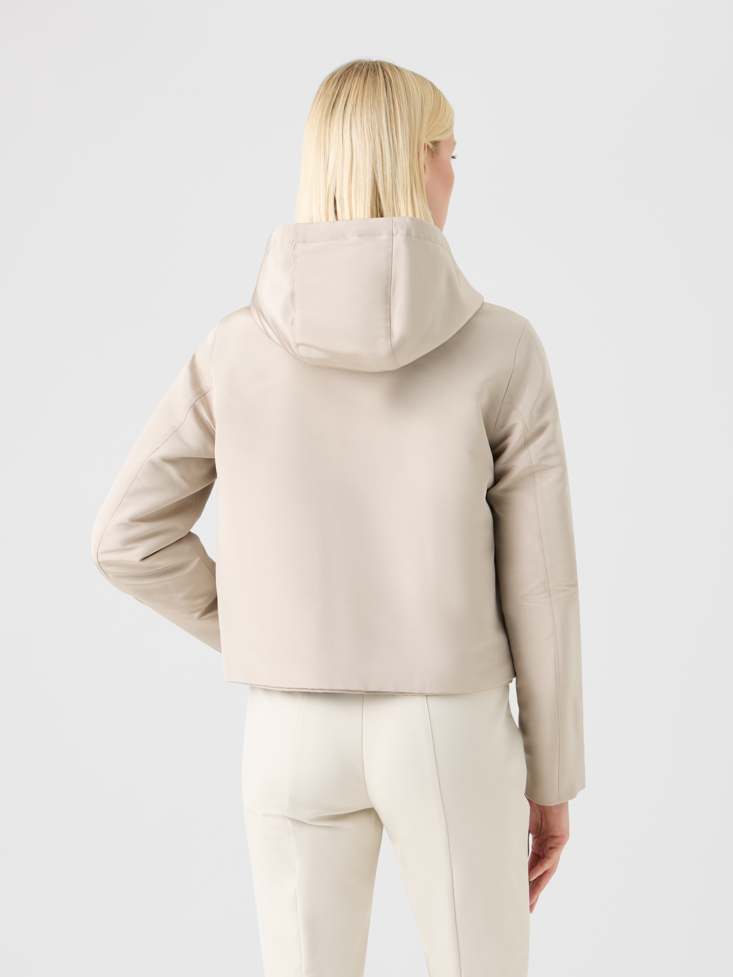 Designer Reversible Jacket in Cashmere Jersey to Silk - beige 