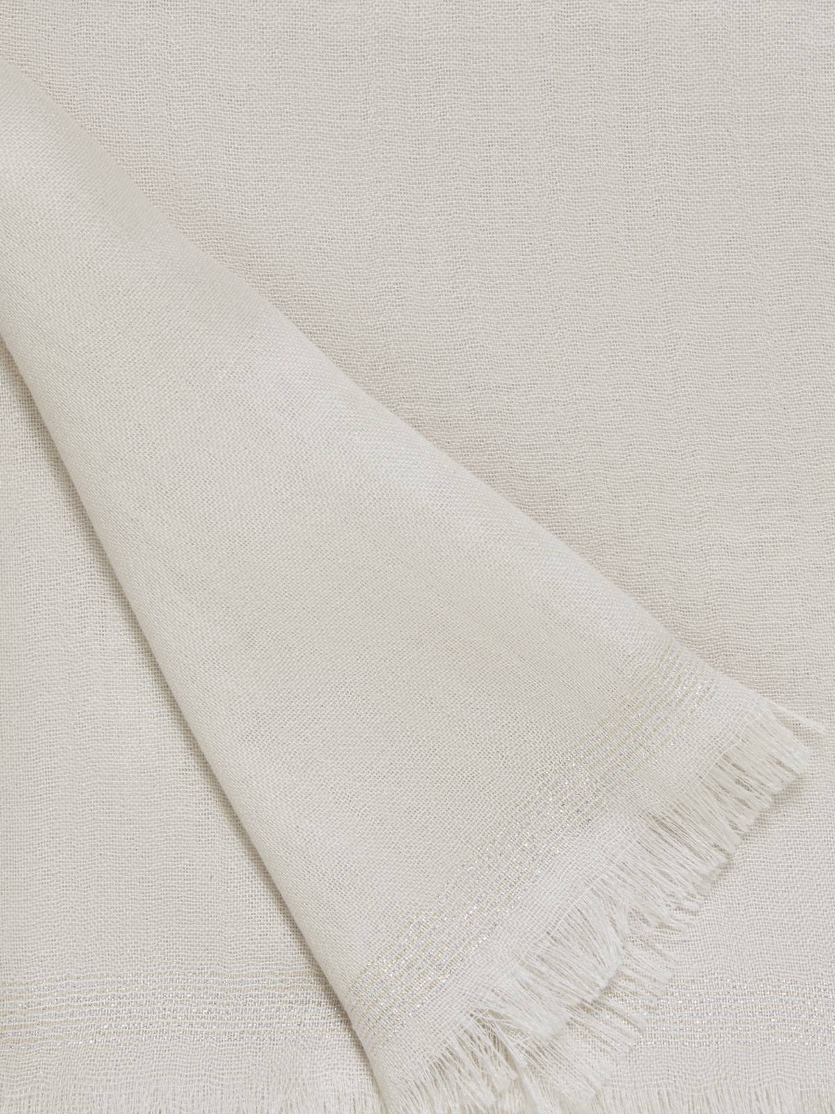 Designer Cashmere Silk Scarf with Lurex Frame - ecru