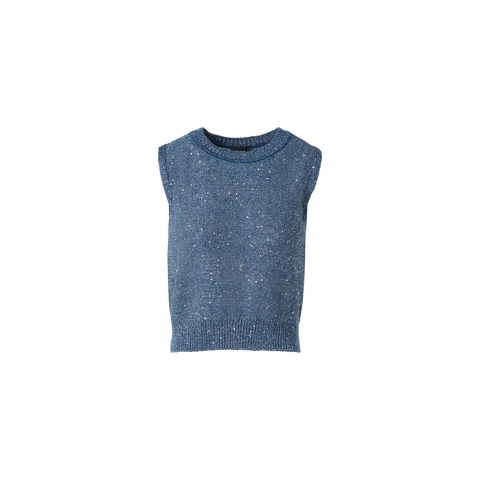 Leinen-Baumwoll-Stricktop mit Pailletten